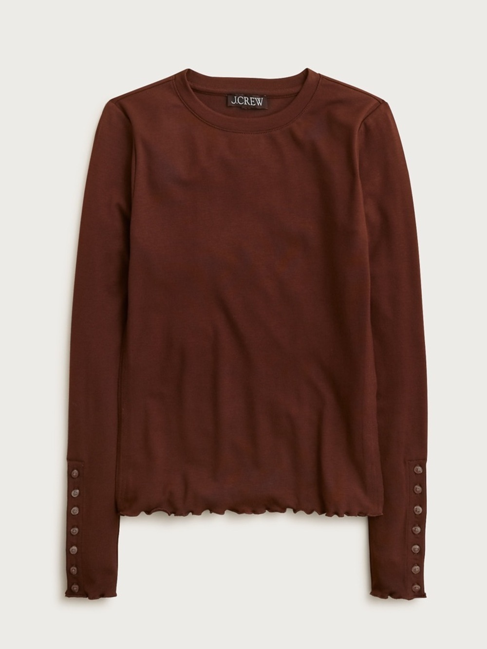 J crew Refined Rib Long-sleeve T-shirt With Button Cuffs